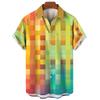 Men's Gradient Striped Short Sleeve Shirt, Loose Fit Casual Button-Down Top for Daily Commute and Vacation Wear