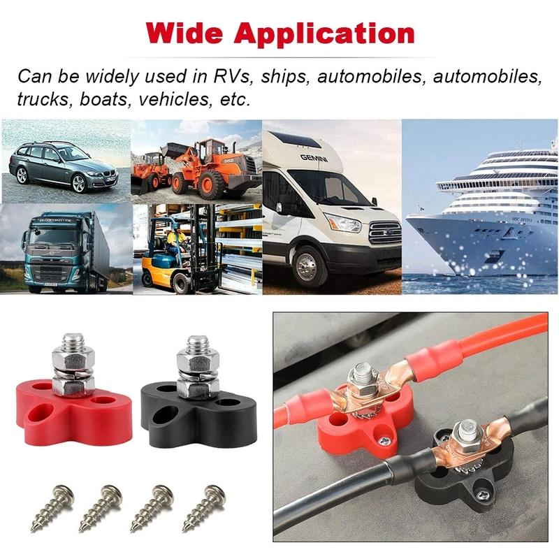 DC 48V 300A Bus Bar M6/8/10 Terminal Block Studs Battery Power Distribution Terminal Stud Bus Bar Connector for Truck RV Boat