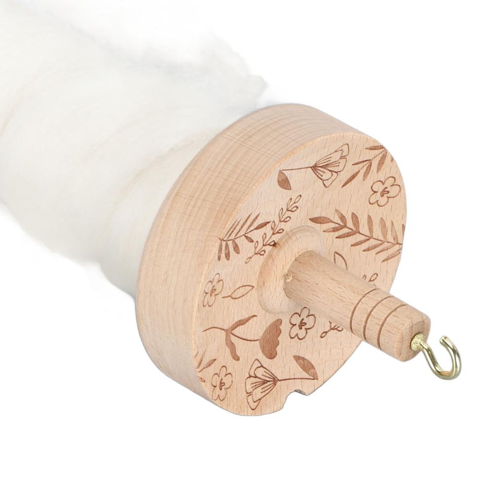Hand Carved Yarn Spinning Kit Wooden Spinning Wheel Practical Drop Spindle For Beginners