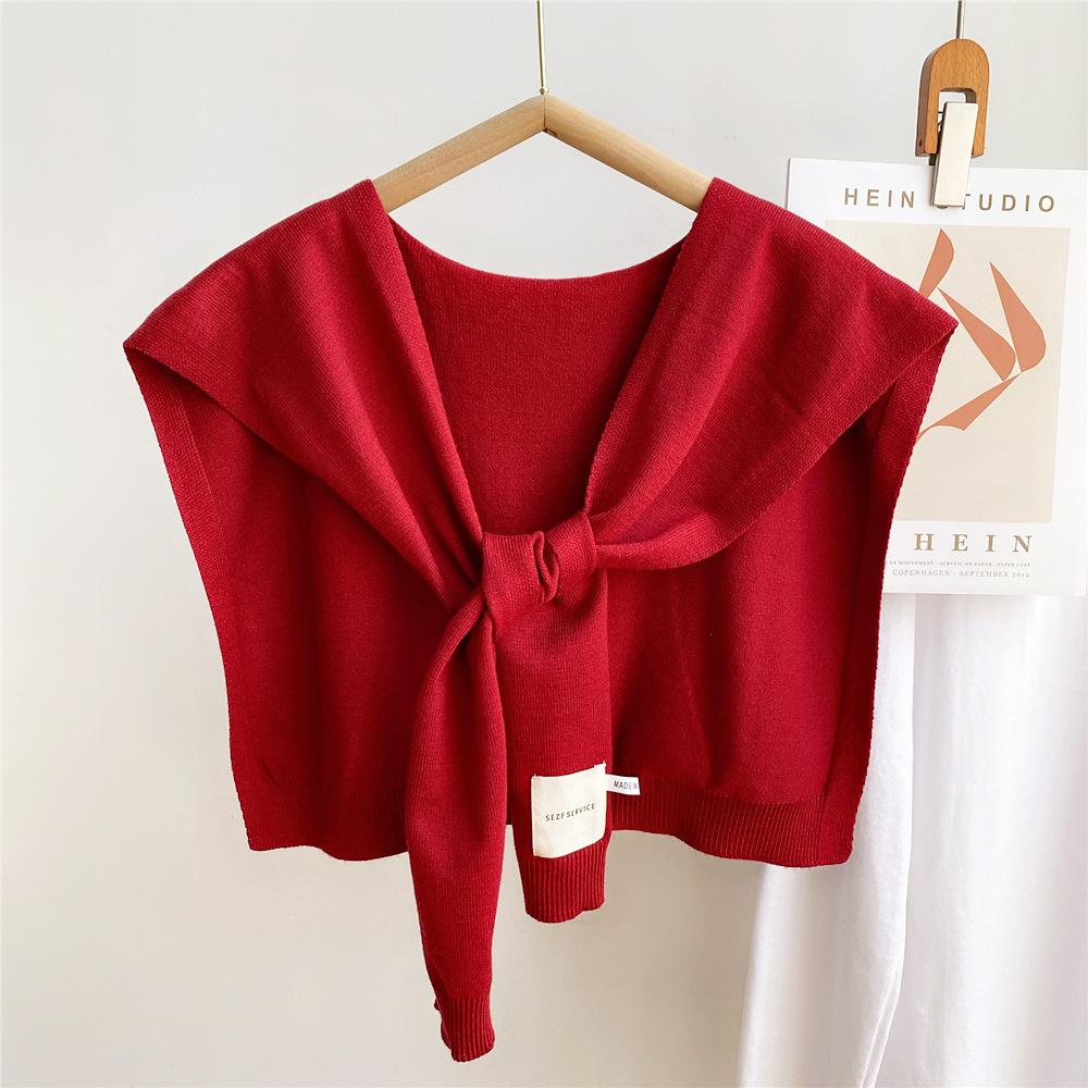 45*96cm Einfarbiger Strick-Sonnenschutzschal Dekoration Falscher Abnehmbarer Kragen Kleideraccessoires Schützt Hals Schulter