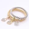 European and American Rhinestone Crystal Heart Elastic Bracelet In Three Colors