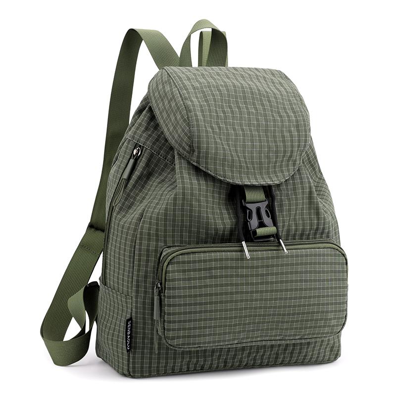 Vintage Check Backpack Commuter Lightweight Nylon Backpack