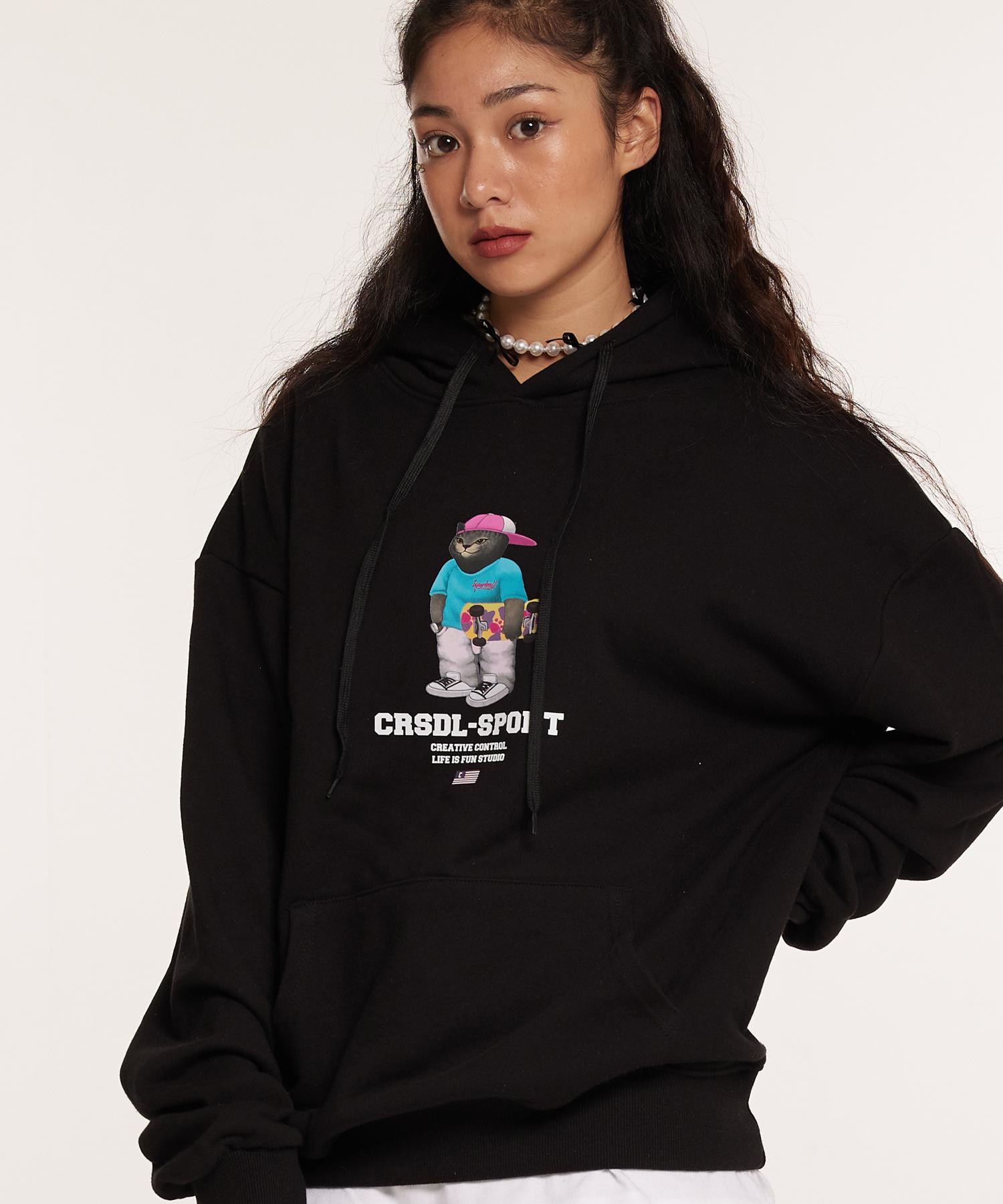 Cream Soda Lab Crsdel Sports Gray Hoodie Black L