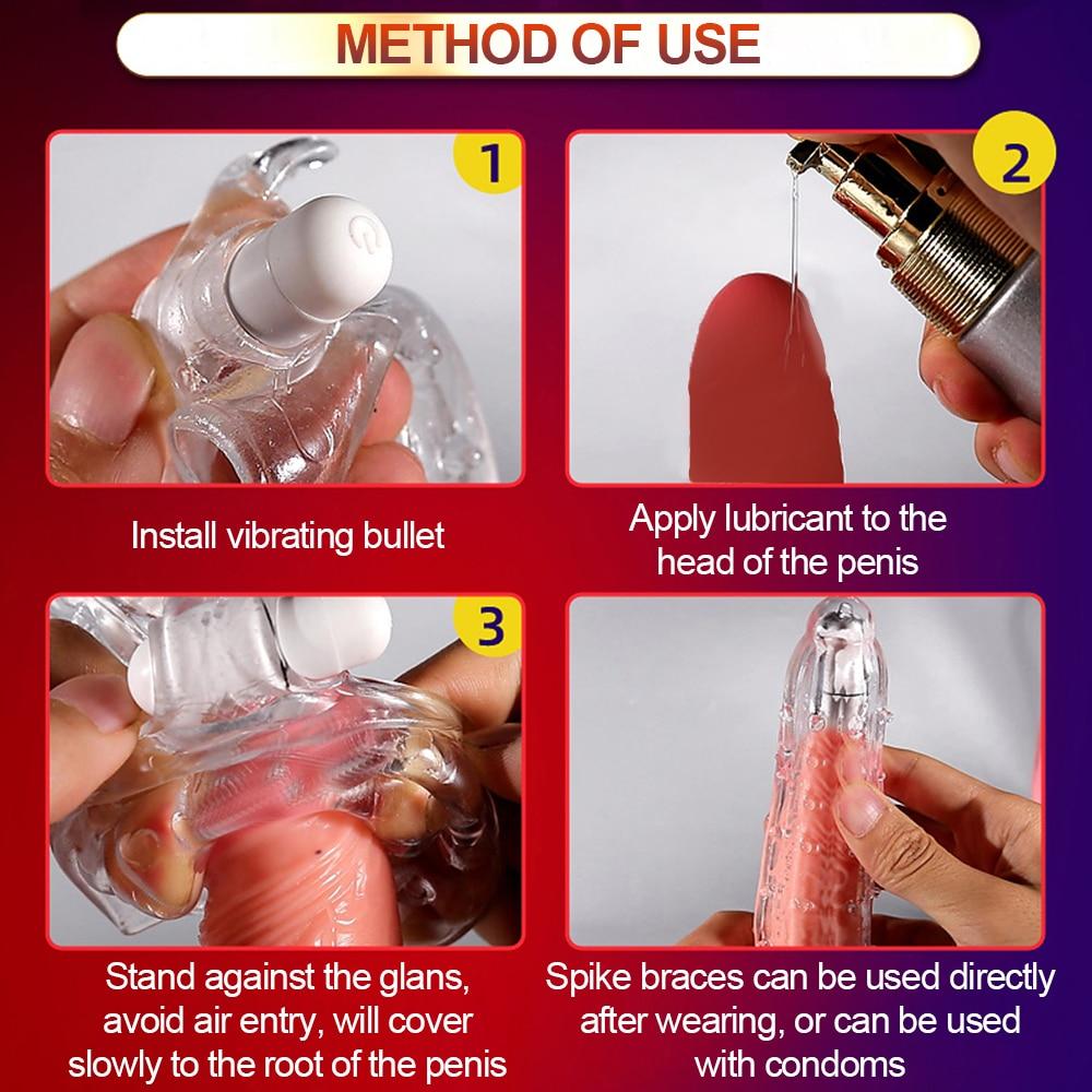Highly Elastic Crystal Condom Reusable Penis Extender Sleeve Delay Ejaculation Penis Enlargement Intimate Goods Sex Toys For Men