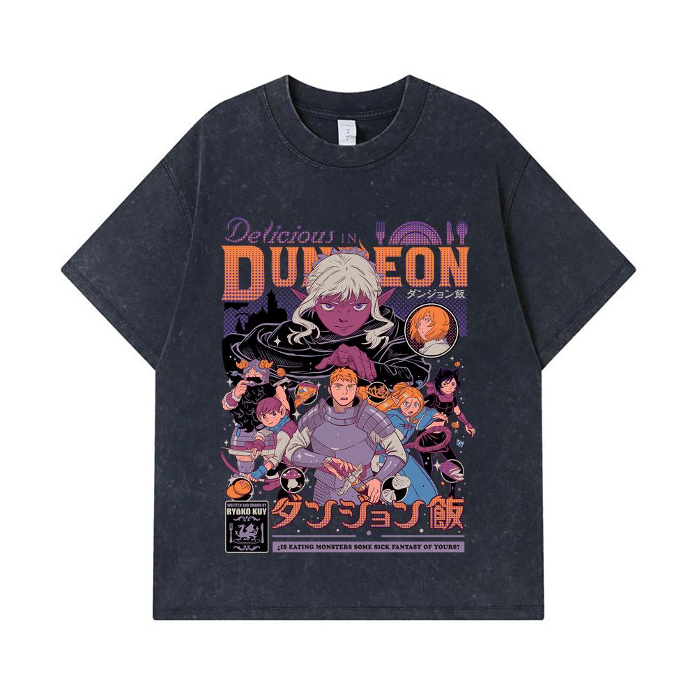275 GSM Gewaschene T-Shirts 100% Baumwolle Delicious in Dungeon V2 Print Unisex Schweres Baumwoll-T-Shirt