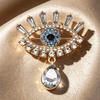 Korean Luxury Blue Diamond Eye Brooch with Rhinestones