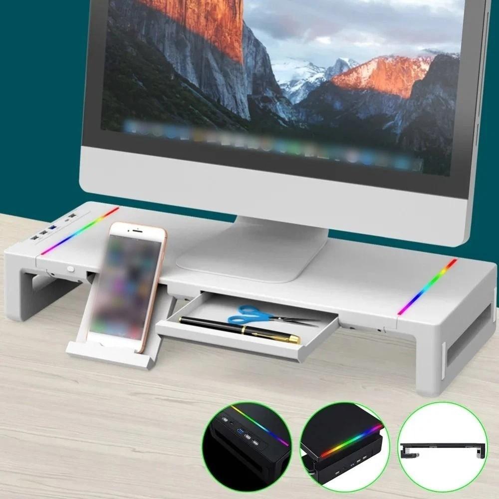 RGB Lights Computer Display Stand Foldable Notebook Elevating Bracket Desktop