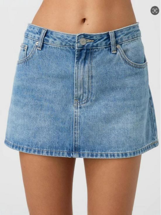 Minigonna Casual Elasticizzata Lavata in Denim Slim Fit da Donna