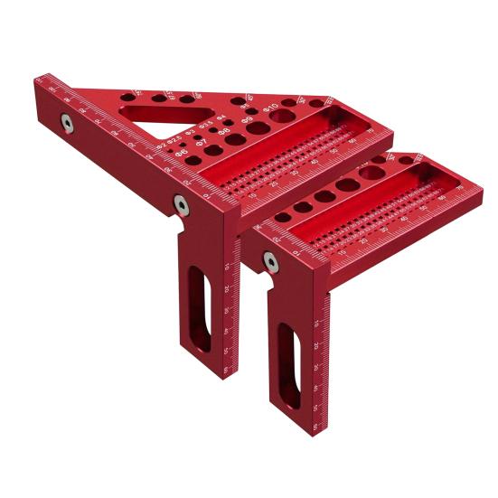 1/2Pcs 3D Aluminum Alloy Triangle Ruler with Drill Guide Holes Protractor Ruler 45/90 Multi