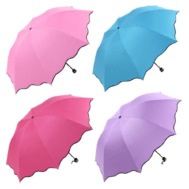 Blühender im Wasser Regenschirm 3-fach faltbare Sonnenschirme Tragbare Sonnenschirme für Reisen und Outdoor-Aktivitäten Damengeschenk