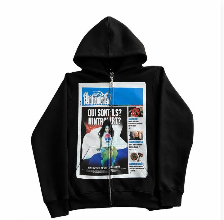 Long-sleeve pullover zipper print y2k loose sweatshirt jacket, vintage hoodie, trendy street style, unavailable on high streets