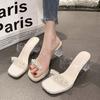 Pearl Transparent Crystal High Heels Sandals Female Summer French Temperament Socialite Fairy Wind Not Tired Feet Rhinestone Sandals