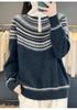 Women's Retro Fair Isle Wool Sweater - Autumn/Winter Loose Knit Outerwear