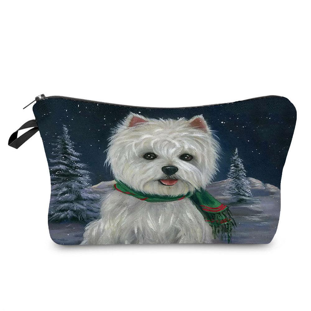 Women Dog Print Cosmetic Bag Toiletries Organize Travel Storage Case 6774