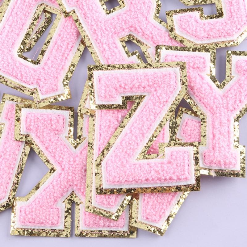 26Pieces Embroidered Letter Sew On Patches Embroidery Applique Letter Sew On Yarn Patches for Clothing Jeans Jackets
