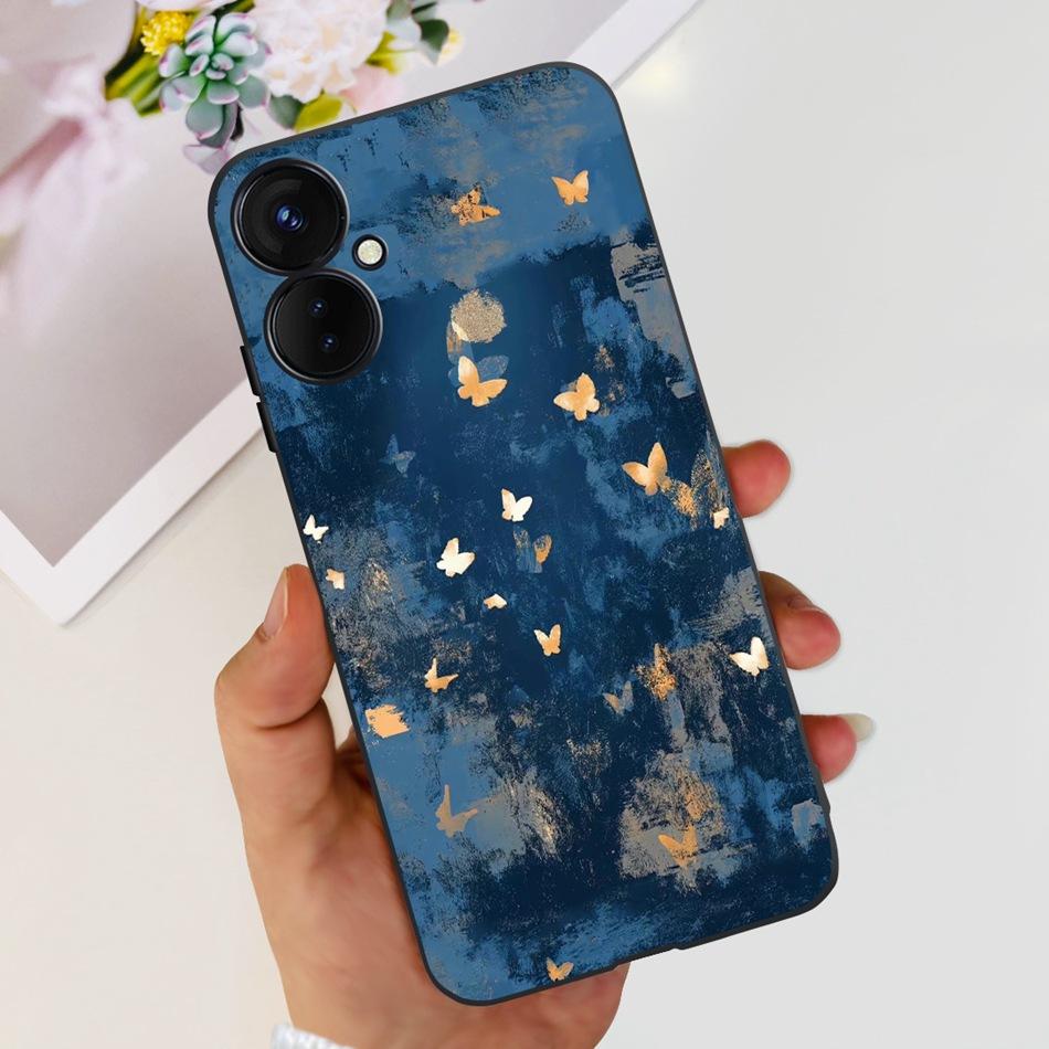 For Tecno Spark 9 Pro KH7 KH7n Cute Cartoon Phone Case For Tecno Spark 9Pro Black Silicone Soft TPU Cases