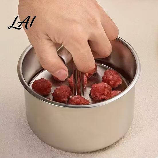 Manual Meatball Presser 2Pcs Stainless Steel Maker Meat Ball Press Tool for Homemade Beef Nonstick Shaper Pork Fish Balls Kitchen Cooking