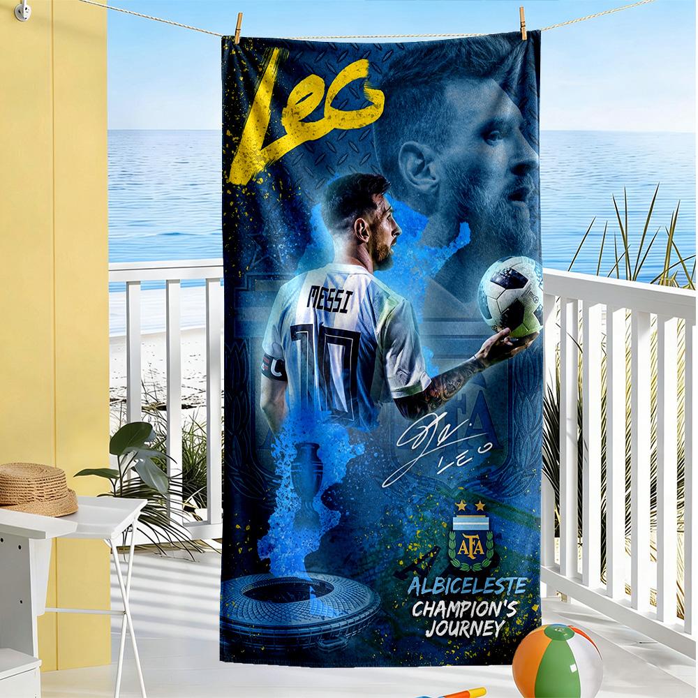 Messi Beach Towel Soft Durable Quick-Dry Comfortable Lightweight Ideal for Travel, Outdoor, Swim, Pool, Yoga, Surf, Camping, Hiking, Gym, Gift, Holida