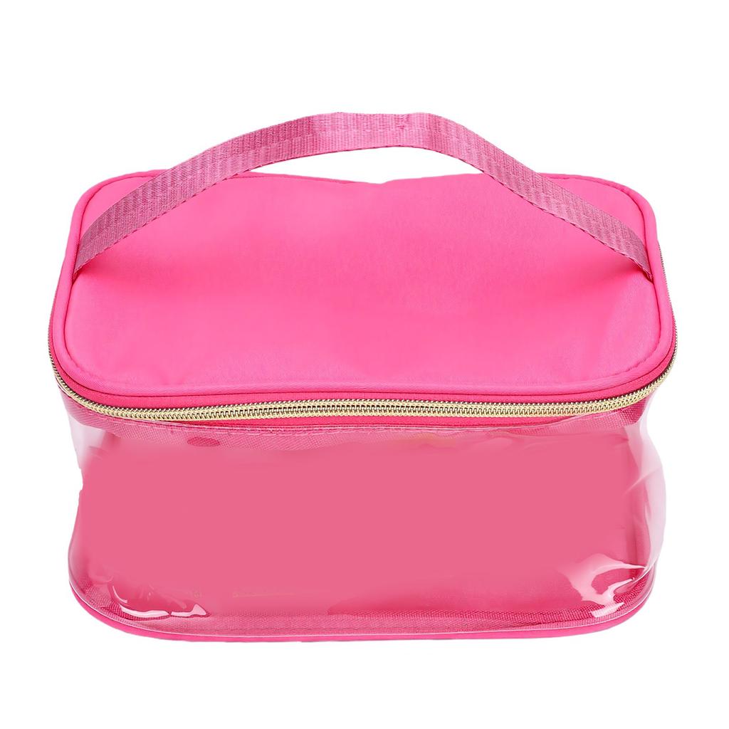 Transparent Makeup Bag with Top Handle PVC Cosmetics Storage for Traveling