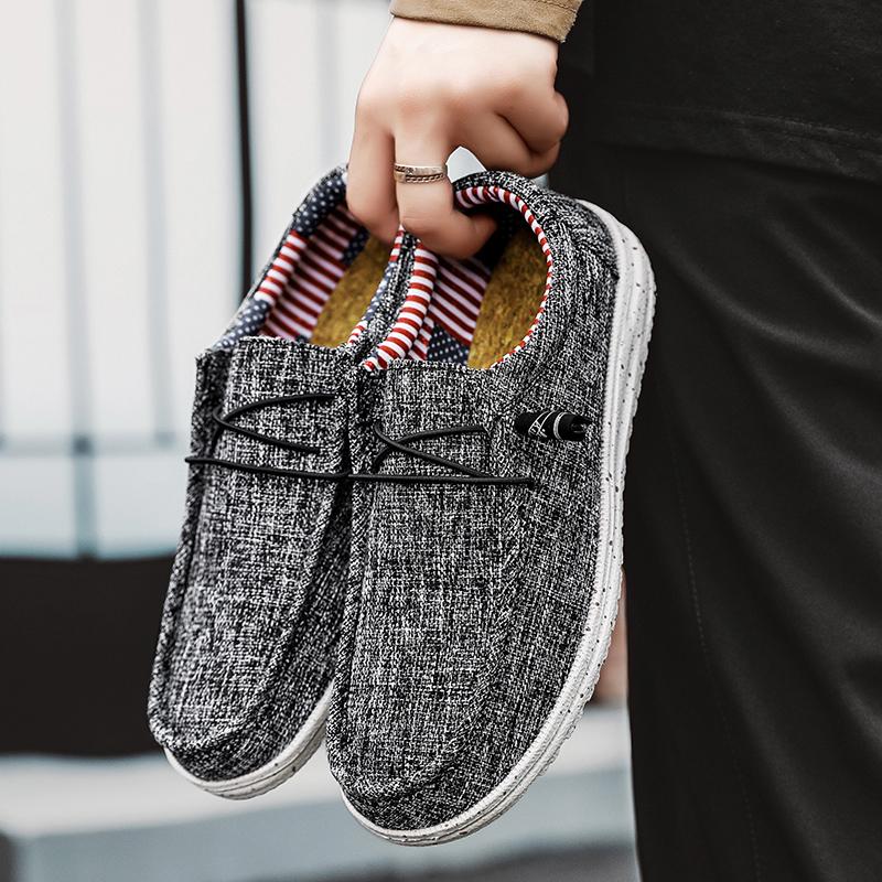 Men Casual Shoes Slip On Canvas Loafers Comfortable Walking Flats Non Slip Soft Moccasins Sneakers Summer
