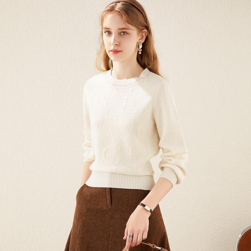 TUHUANG Women's Thick Pure Wool Jacquard Sweater