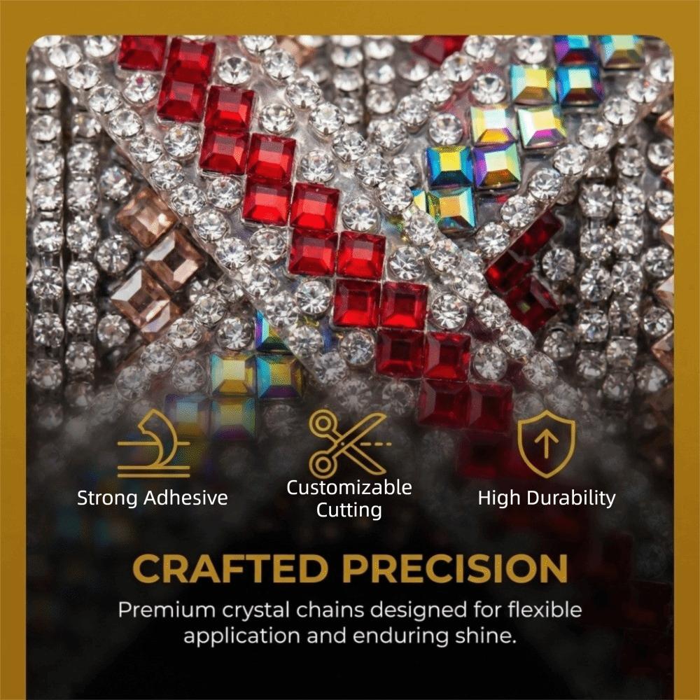 Self Adhesive Rhinestone Chain Colorful Rhinestone Band Sticky Trim Crystal Trim  Bag Decoration