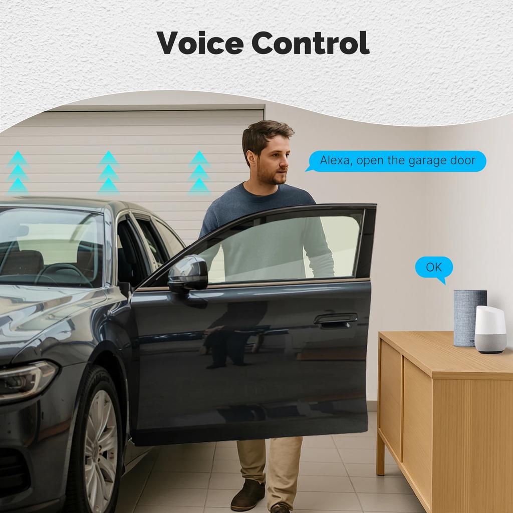 MOES Zigbee Garage Door Controller Module, Works with Tuya/Smart Life, Alexa & Google Home Voice Control, Smart App Remote