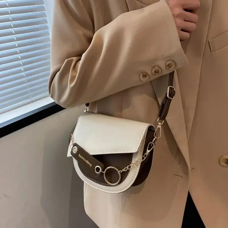 Dámské sedlové tašky crossbody tašky nové messenger tašky řetízkové klopové tašky přes rameno jednobarevná designová luxusní crossbody taška