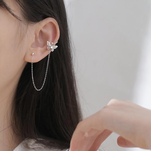 Stylish Fashionable Bohemian No Piercing Crystalline Rhinestone Leaf Ear Cuff Earrings Fake Piercing Clip For Women Earrings Jewelry BijouxTrendy Cuff