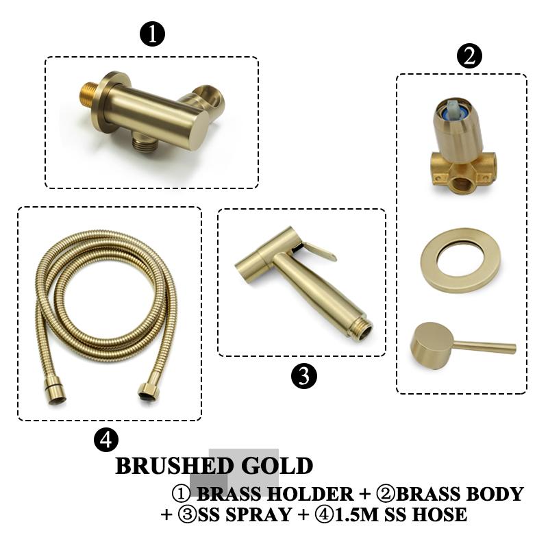 Black Stainless Steel Handheld Sprayer Bidet Shower Shattaff with Shower Hose and Bracket for Bathroom Toilet Hot Cold Water