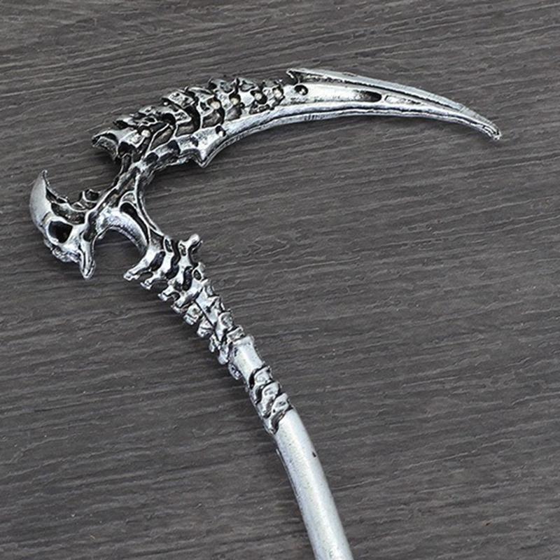 Personalized Fashionable Retro Skull Sickle Women's Alloy Hairpin Halloween Party Role-playing Braided Hair Gothic Style Hairpin