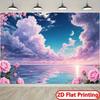 2D Flat Printed Dreamy Purple Sky & Rose Background for Room Decor