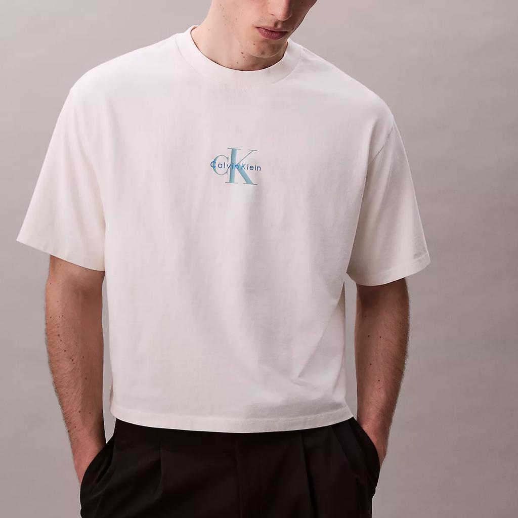 Calvin Klein Minimalist Comfortable Versatile Letter Logo Loose Short Sleeve T-Shirt Men tops 4RC249G-YAS