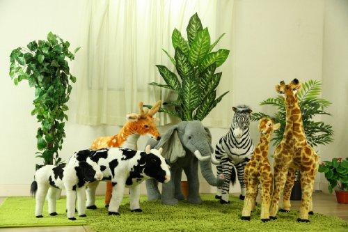 Fuji Boeki Plush Animal Stool, 25cm W X 70cm D X 53cm H, Cow, 80kg Weight Capacity, World Map Pattern, 47302