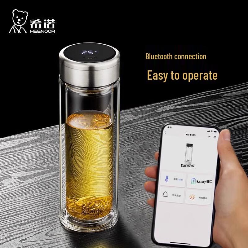 Heenoor Smart Temperature Display Double-Layer Glass Cup 410ml