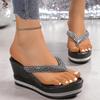 Luxus Leichte Strass Damen Flip-Flops Dicke Sohle Höhenverstellend Sommerlich Lässig Außen-Slipper, Damenschuhe