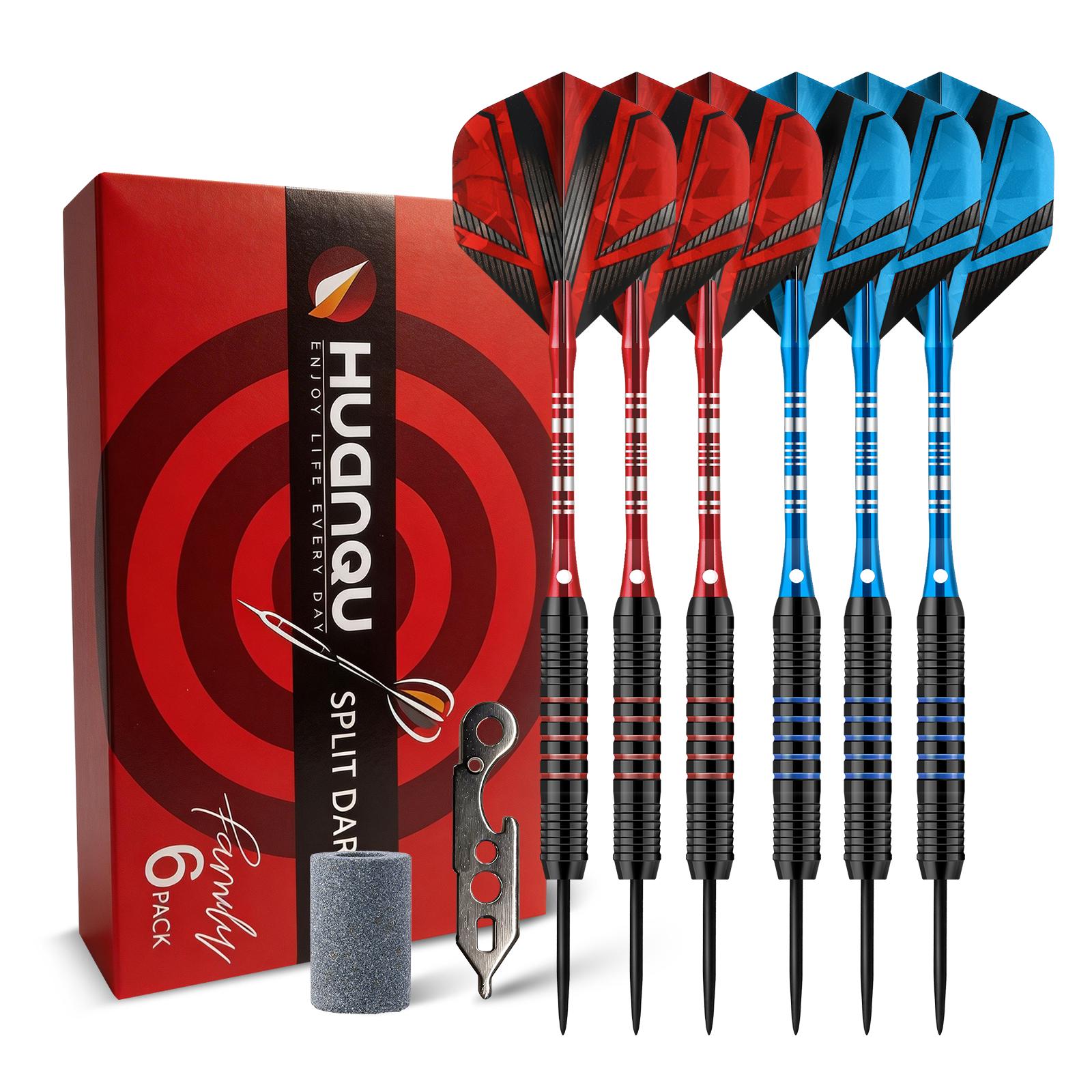 Huanqu 24g Six-Piece Iron Dart Set, with Additional Professional Dart Accessories Such as Dart Wings and Dart Shafts, Suitable for Home Bar 6-Pack