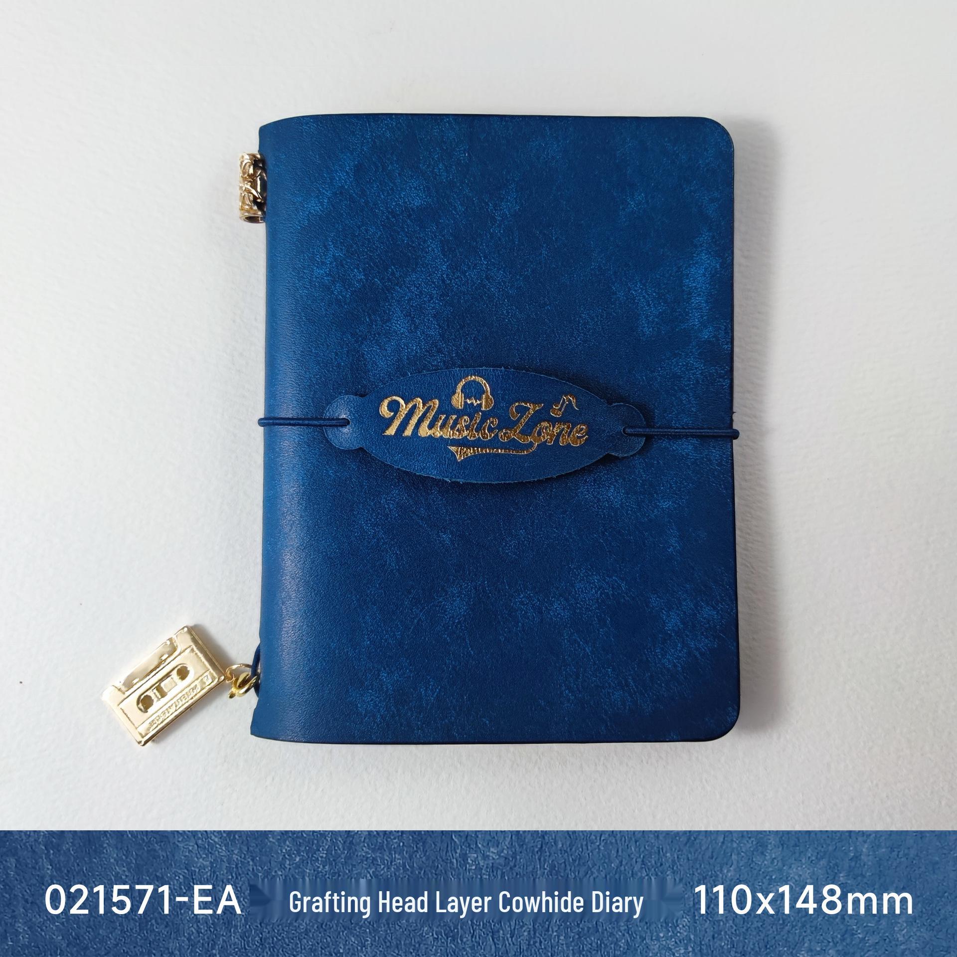 Zun Jue Blue Vegetable-Tanned Leather Journal with Fine Grain Cowhide and Heavyweight Cotton Watercolor Paper