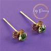 Katı 9 Ayar Altından Piercing Mücevher Küpeler - Taşlı Set: Yeşil Yuvarlak Kristal 3mm