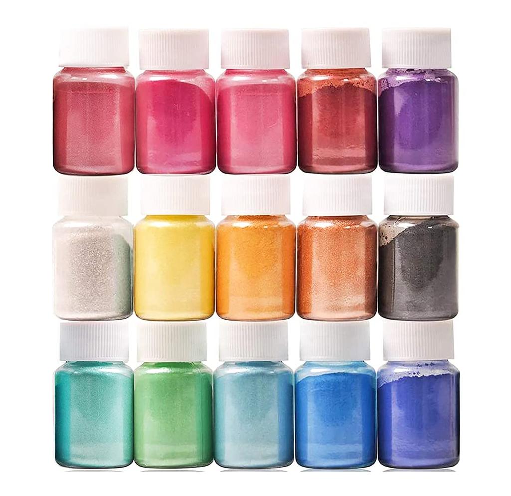 Polvo para Uñas para Uñas y Resina, Set de 15 Colores, Materiales para Nail Art, Diseño de Uñas DIY, Tinte para Resina UV, Polvo de Mica, Polvo de Mica, Polvo de Mica, Natural