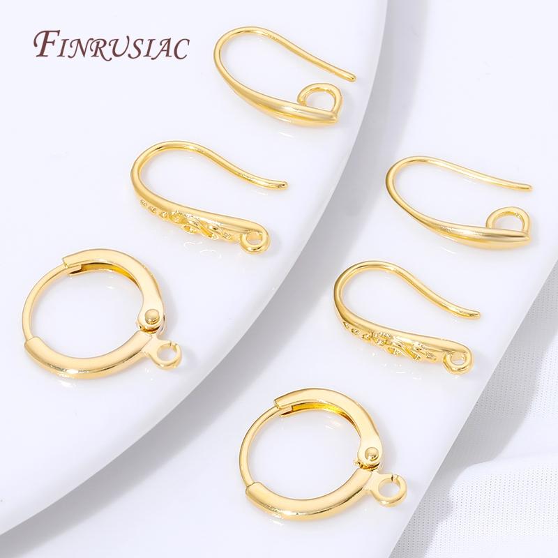 18K Gold Plated Earring Hooks,Hypoallergenic Ear Wires with Open Loop,DIY Jewelry Making Findings For Earrings Craft Supplies
