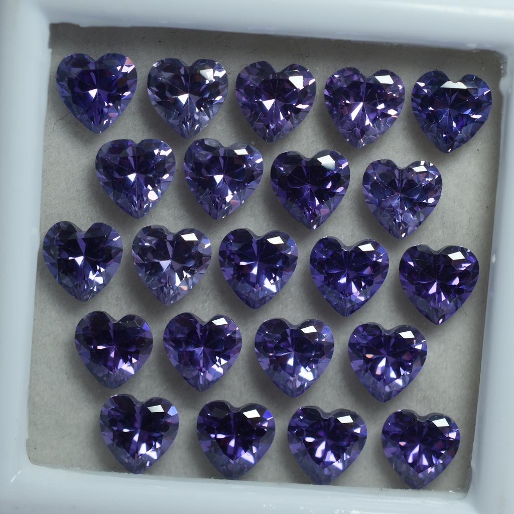 9 PCS Natural Purple Ceylon Sapphire Heart Cut Gemstone CERTIFIED Lot 6x6 MM RS-016