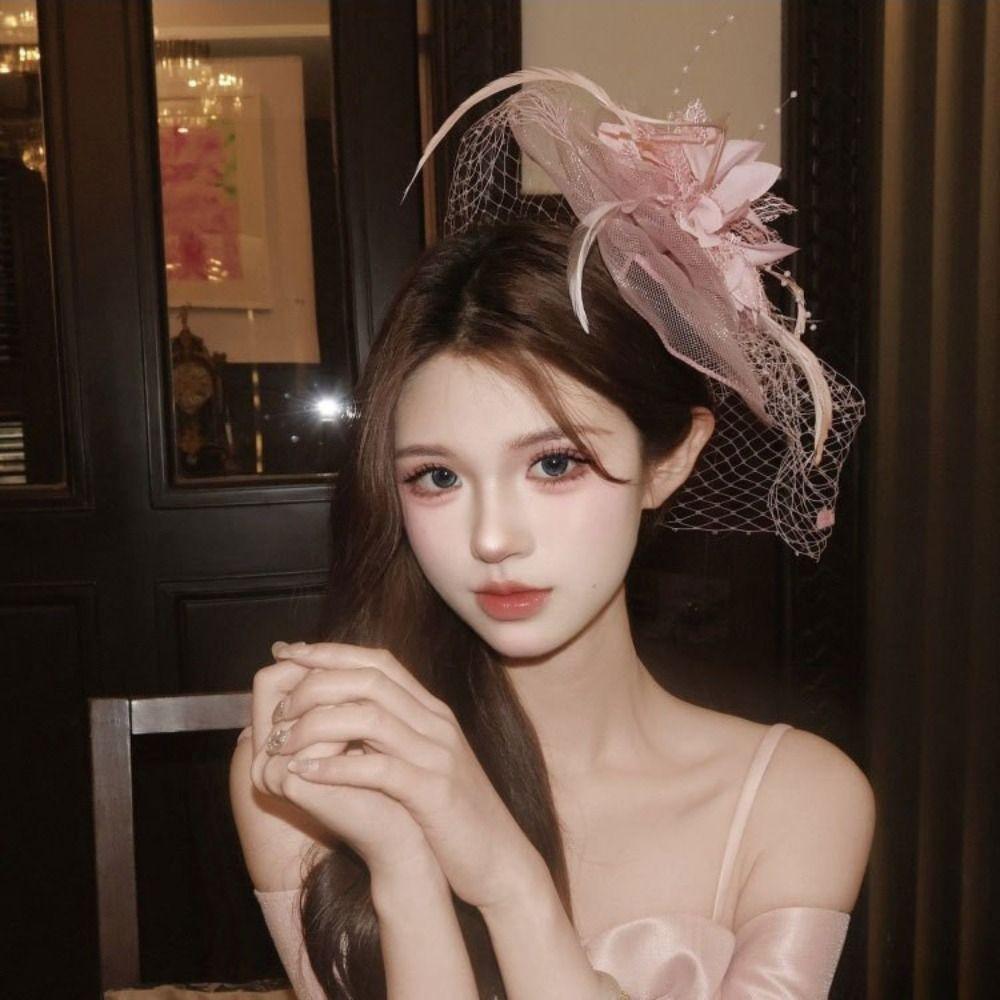 Sweet Feathers Fascinator Hat Flower Funeral Headdress Fashion Veil Hat Headwear Lady/Bride