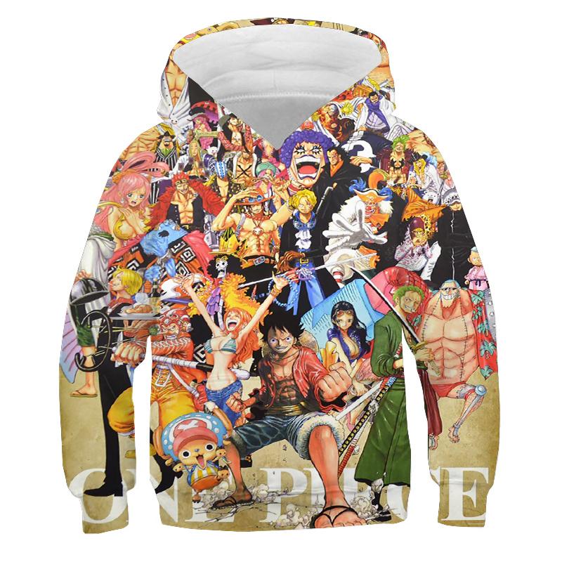 

One Piece Hoodie Kids Hooded Sweatshirt Anime Luffy Hoodie Kids Clothes Boys Girls Long Sleeve Autumn warm Pullover Casual Tops 160