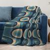 Geometric Wave Pattern Fleece Blanket Retro 70s Style Throw Sofa Bed Cover for Women Men Kids Gift