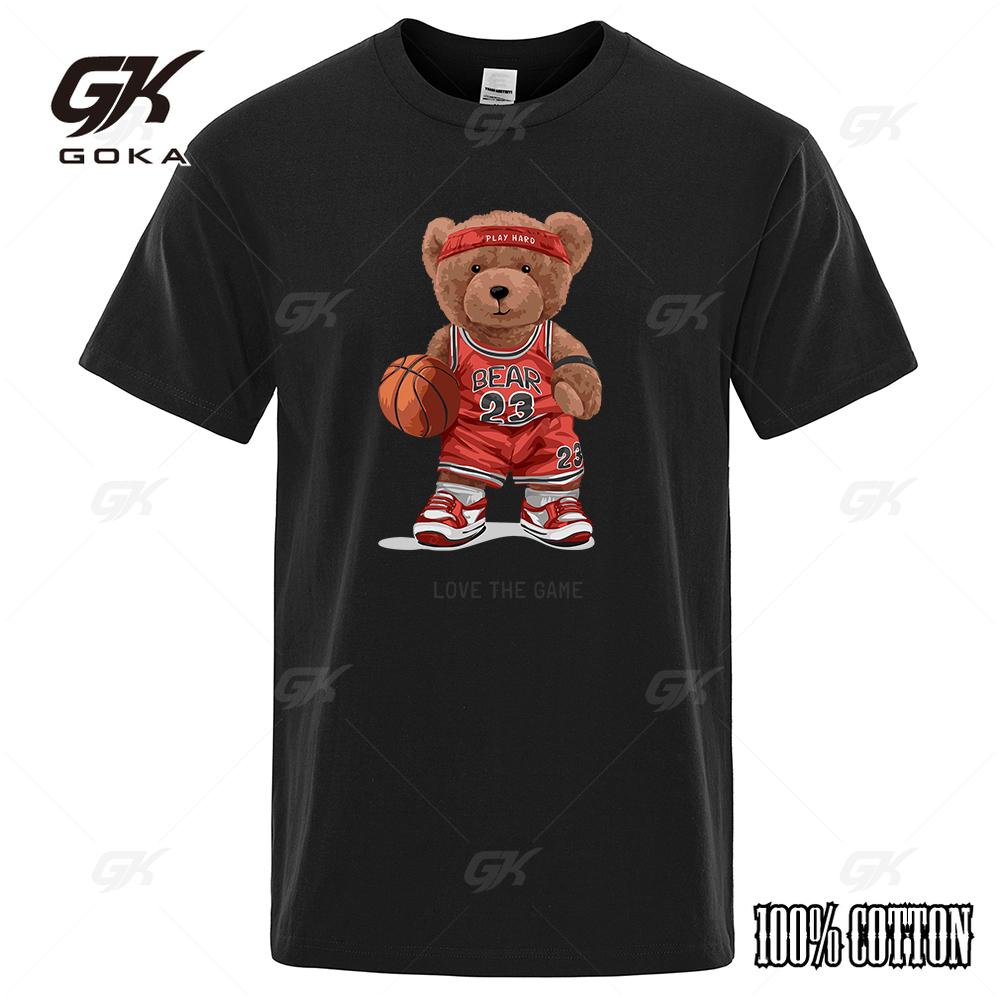 

Ted Bear 23 Love The Game Play Basketball Print Funny T-Shirt Men Loose Oversize Clothing Cotton Quality Vintage Short Sleeve 4XL