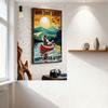 Retro Style Metal Tin Sign Woman in Red Canoe with Yellow Paddle, Full Moon & 'HAPPILY EVER AFTER' Text Artwork for Home/Bar/Man