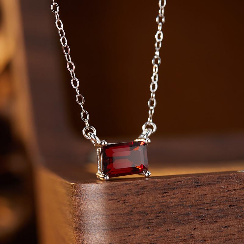 S925 Sterling Silver Necklace with Amethyst, Citrine, Peridot, Topaz, and Garnet Gemstones