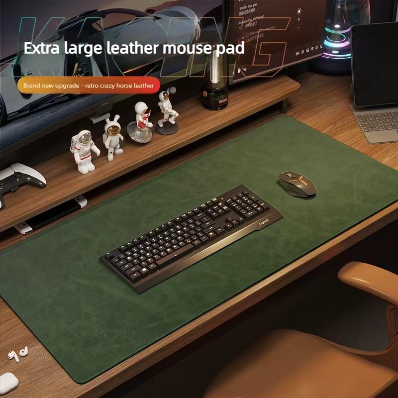 Crazy Horse Pu Leather Desk Mat Mouse Mat Customized Oversized Computer Office Desk Mat Leather Writing Desk Desk Mat