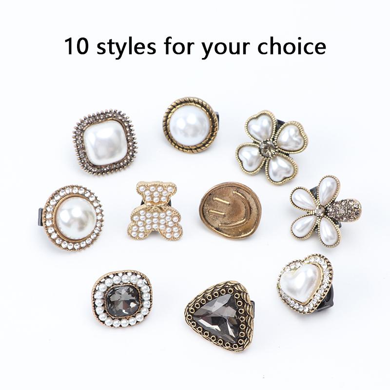Antique Pearl Diamond Shoe Buckle Crystal Gem Shoelace Decorative Flower Rhinestones Shoelaces Decoration Shoe Charms Accessorie